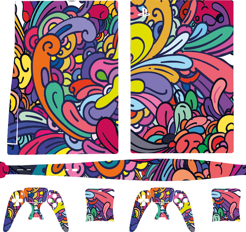 Kunstnerisk fargerik design ps5 klistremerke - Tenstickers