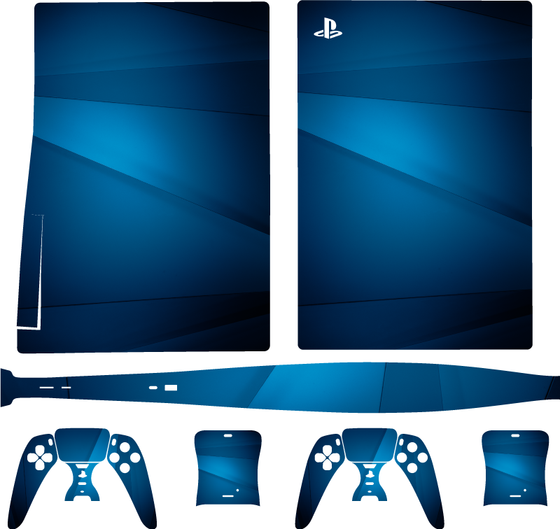 幾何学的な青い背景ps5ステッカーデカール - TENSTICKERS