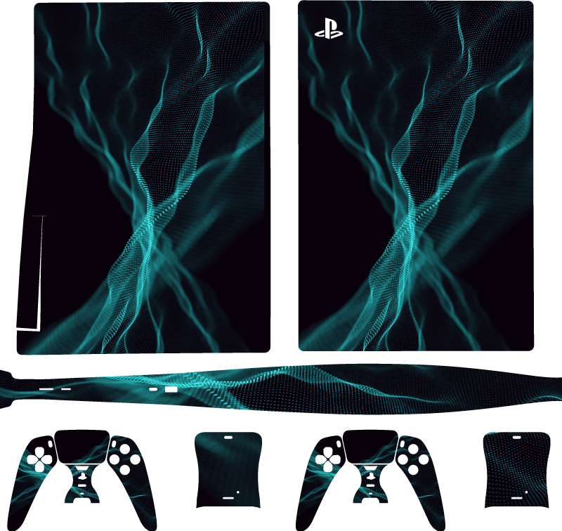 파란색 3d 입자 ps5 스티커 - TenStickers