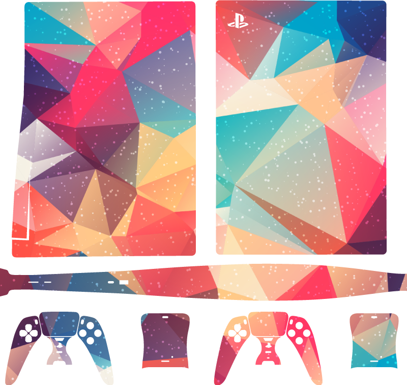 Skin PS5 Triángulos de colores abstractos - TenVinilo