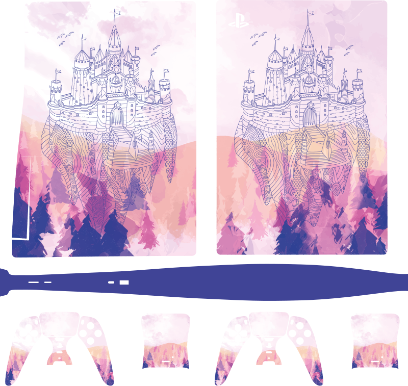 Colour painting castle PS5 stickers - TenStickers