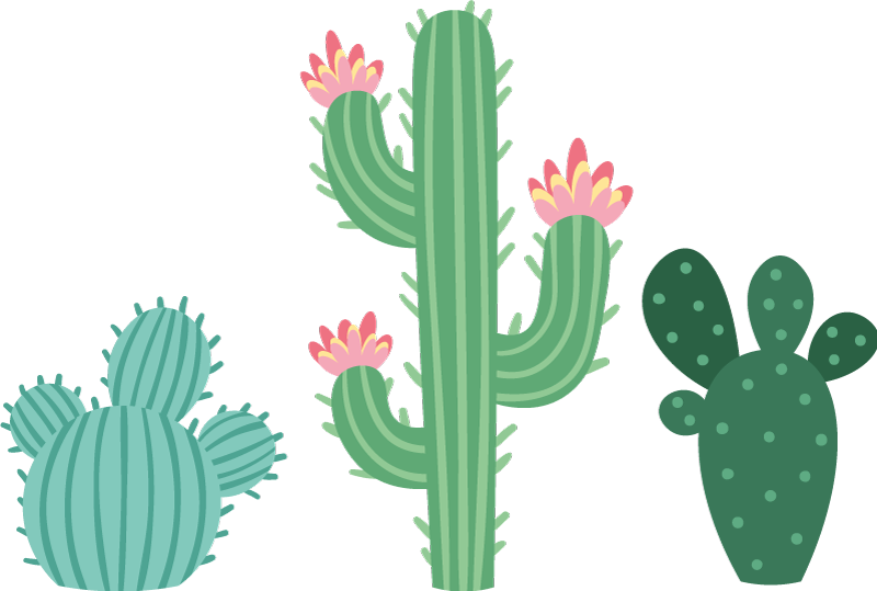 Three green sober cactus plant decals - TenStickers