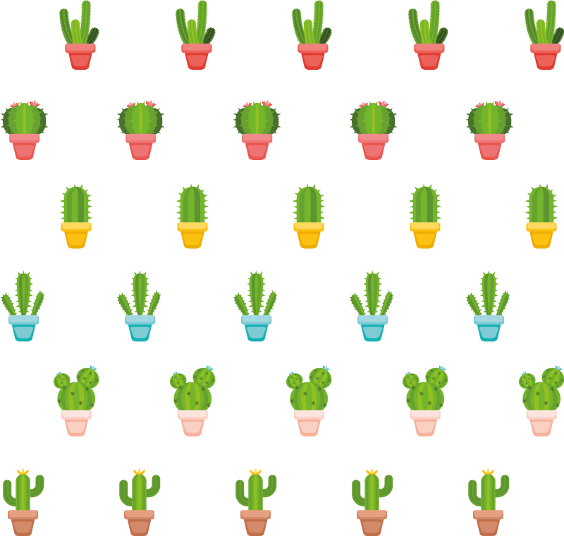 Wandtattoo Ranke Pflanze Satz kakteen in töpfen - TenStickers