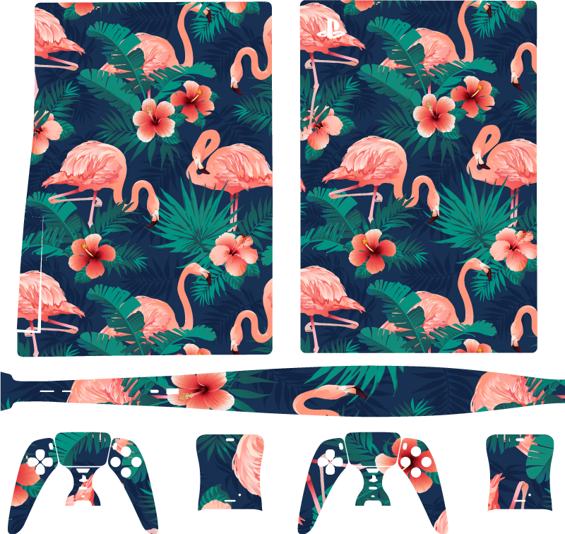 Flamingo tropical pattern PS5 skin - TenStickers