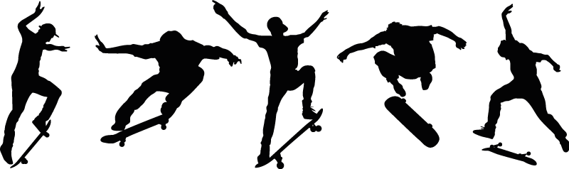 スケートボードウォールステッカー5枚 - TENSTICKERS