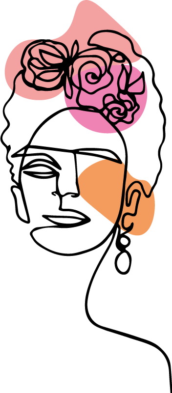 Frida tvář s minimální květinový květ samolepka - TenStickers