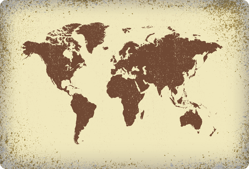Carte du monde dans les tons de marron pour les aventuriers en