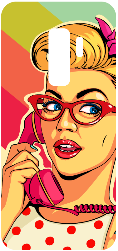 Sticker para Samsung Chica pop con telefono - TenVinilo