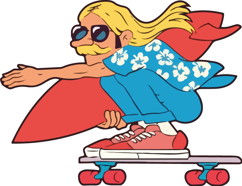 Sticker ordinateur portable mec de patinage des années 70 - TenStickers