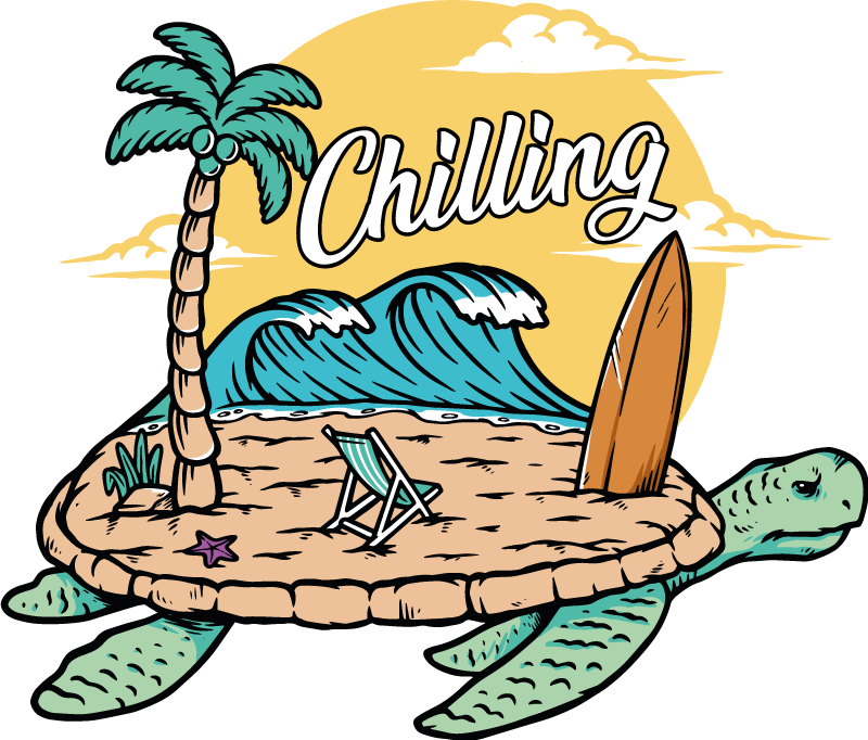 Chilling with a wave in the back vintage decal - TenStickers