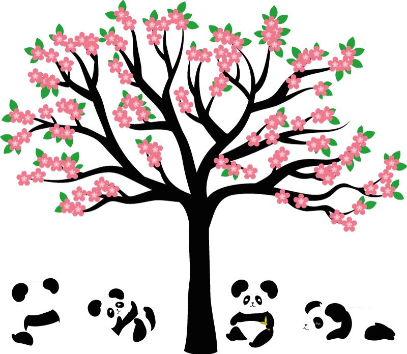 Vinil com animais selvagens Panda realista com uma planta - TenStickers