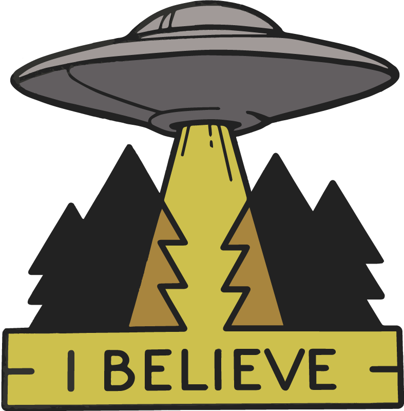 Autocolante para PC Eu acredito ufo - TenStickers