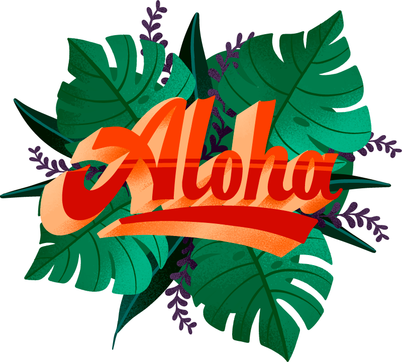 Aloha text vintage laptop sticker - TenStickers