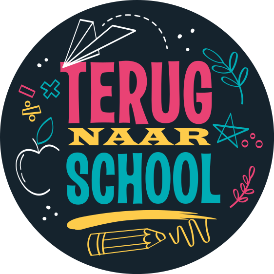 Etalage stickers Terug naar school symbolen en tekst - TenStickers