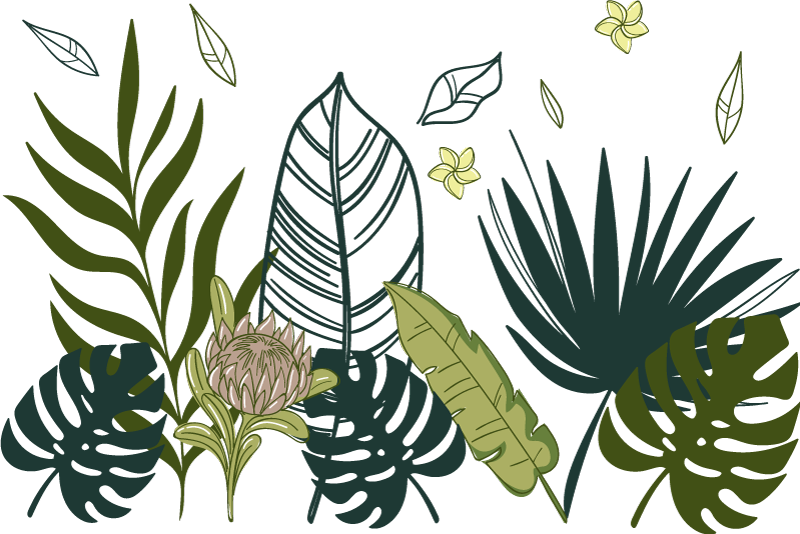 Ensemble De 2 Stickers Muraux De Feuilles De Plantes Vertes Tropicales, Mode en ligne