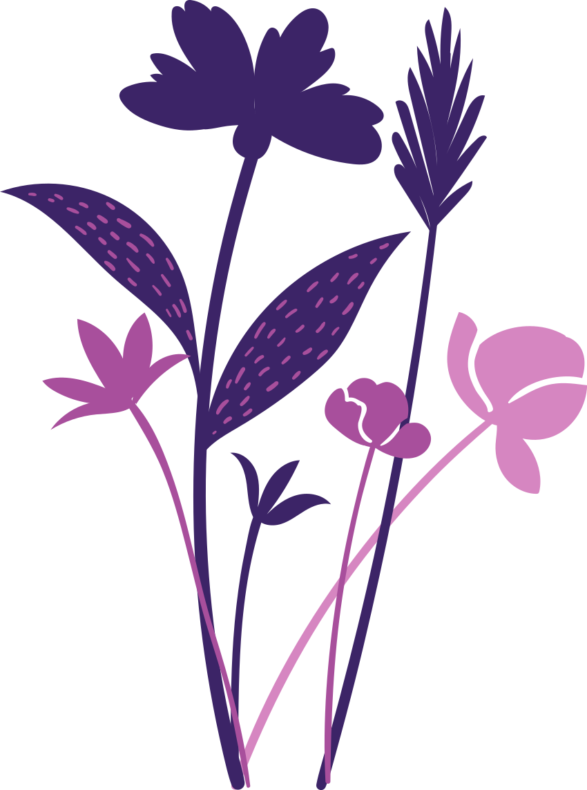 Cute purple flowers Wall art stickers For living room - TenStickers