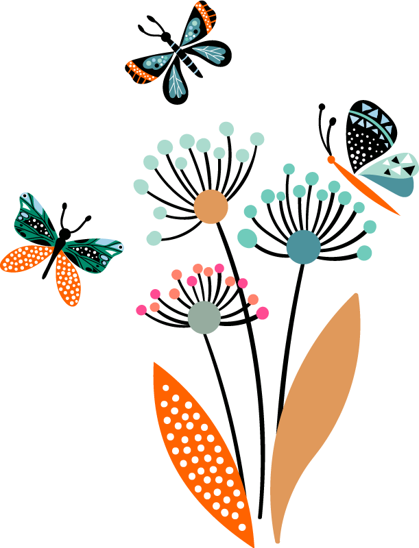 Naljepnica mali leptir i cvjetni zid - TenStickers