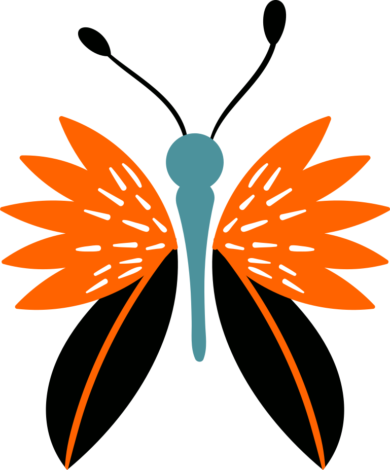 Vinilo habitación infantil Mariposa con alas de hoja naranja - TenVinilo