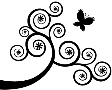 Vinilo decorativo rama de flores con mariposas - TenVinilo