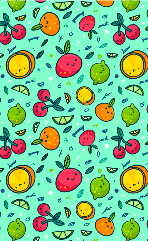 Funny fruit faces door sticker - TenStickers