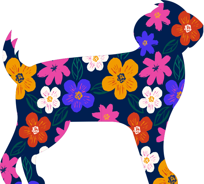 Hund gjord av blommor vägg klistermärke - Tenstickers