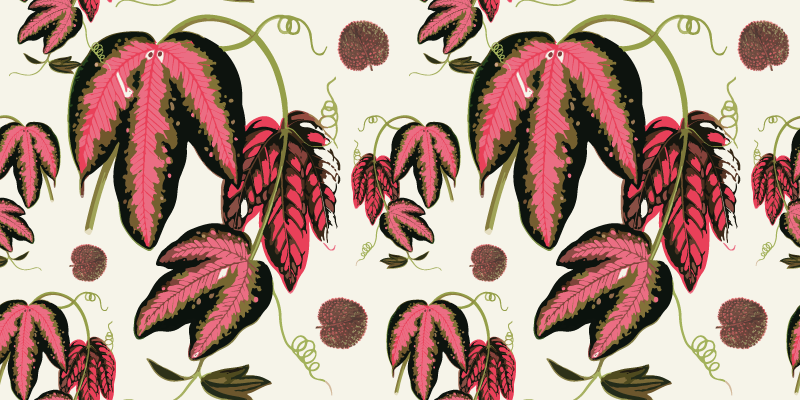 αυτοκόλλητο έπιπλα μοτίβου κόκκινα φύλλα - TenStickers