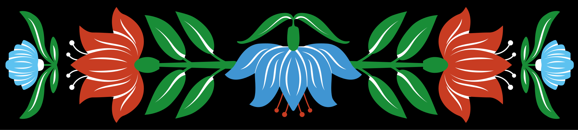 Sticker Frise Coquelicots rouges à fleurs bleues - TenStickers