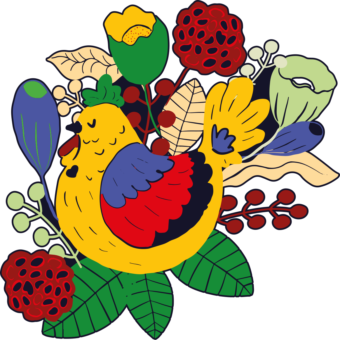 Chickens with flowers  wall sticker - TenStickers