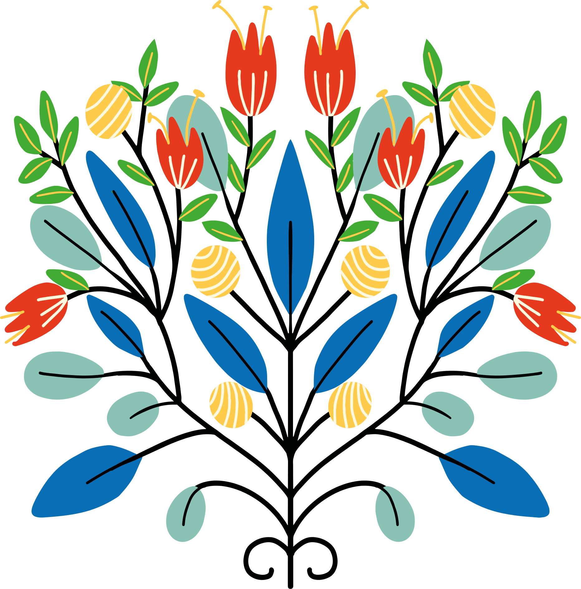 Kırmızı ve sarı cila çiçekleri duvar sticker - TenStickers