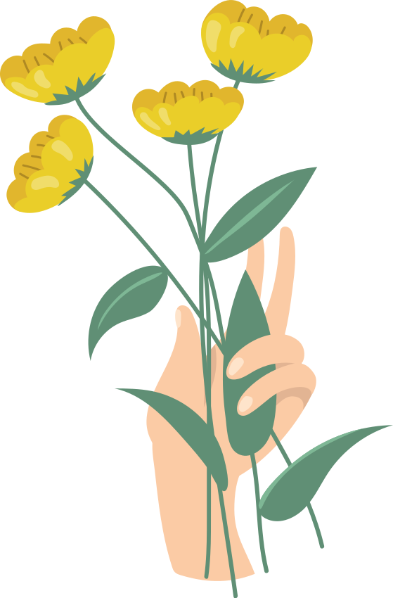 Adesivo decorativo flores Segure o girassol com a mão - TenStickers