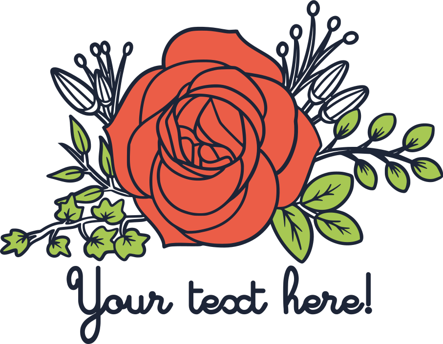 Customisable red rose flower wall sticker - TenStickers