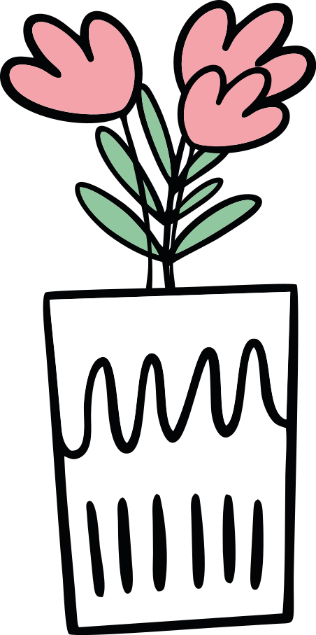 Autocolantes para portas Três tulipas rosa em vaso de flores - TenStickers