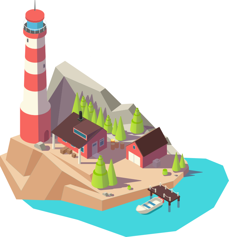 Autocolantes marítimos Adorável farol 3d - TenStickers