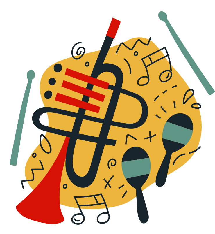 Vinilo dormitorio Saxofón sobre un fondo amarillo - TenVinilo