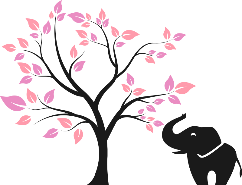 Vinilo flores Elefante recogiendo hojas - TenVinilo