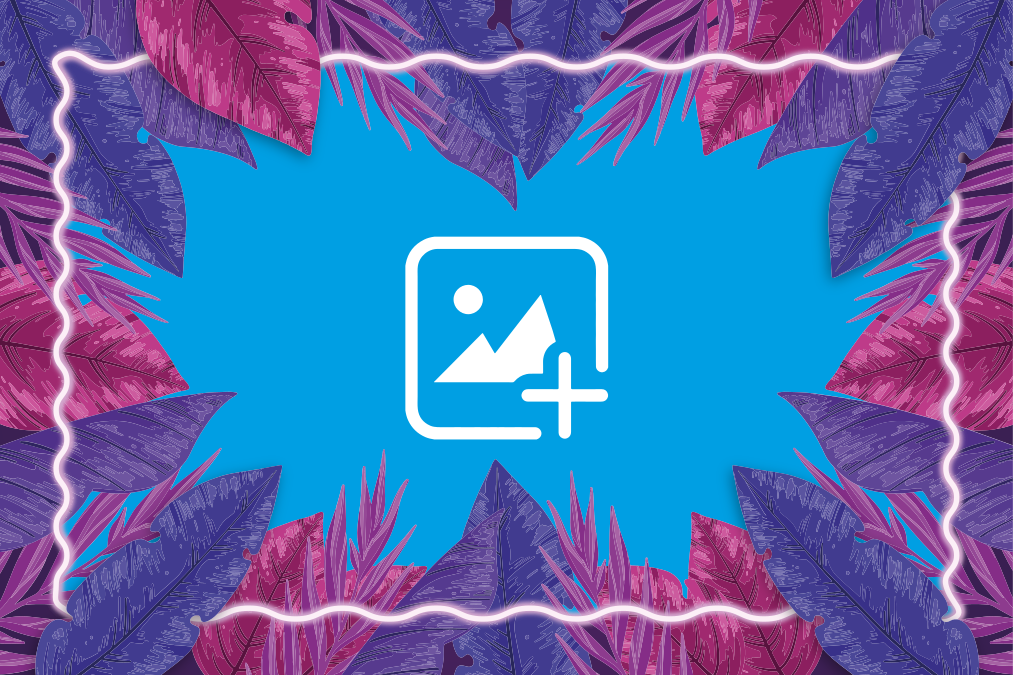 Autocolant de perete cu rame foto florale violet neon - TenStickers