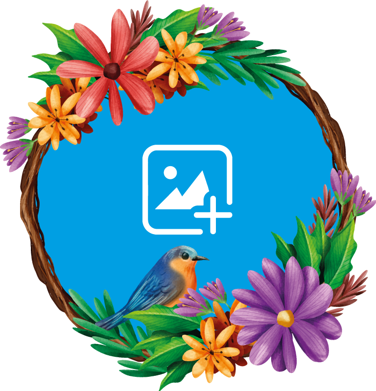 Circular flower photo frame wall sticker - TenStickers