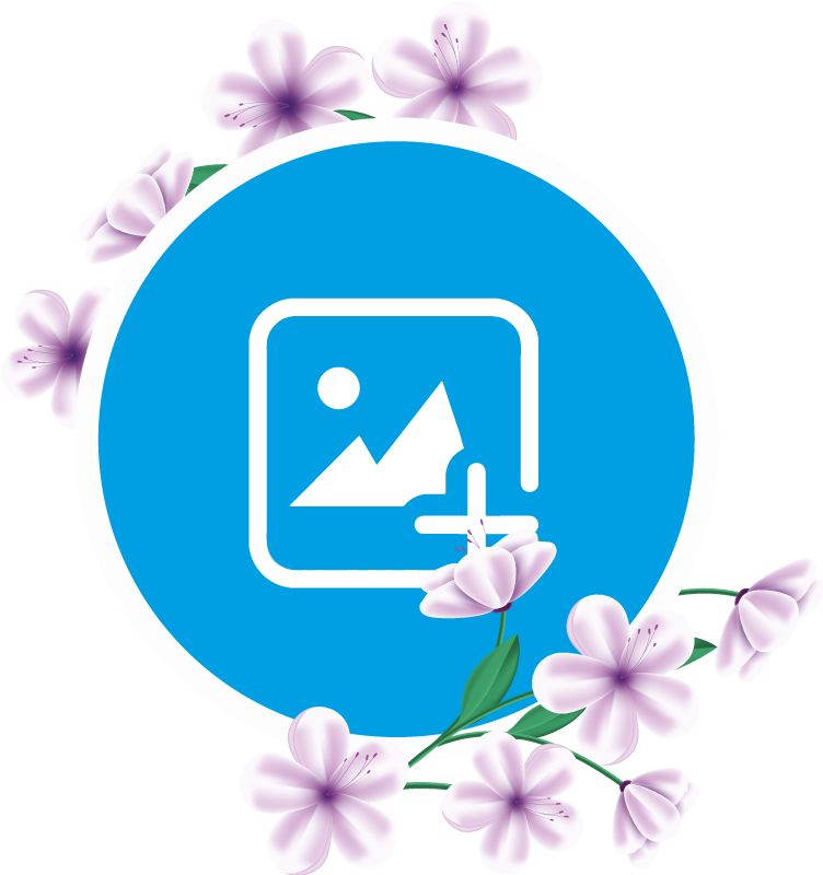 Circle violet photo frame flowers wall sticker - TenStickers