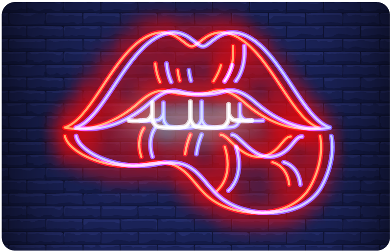 Red lips biting laptop skins - TenStickers