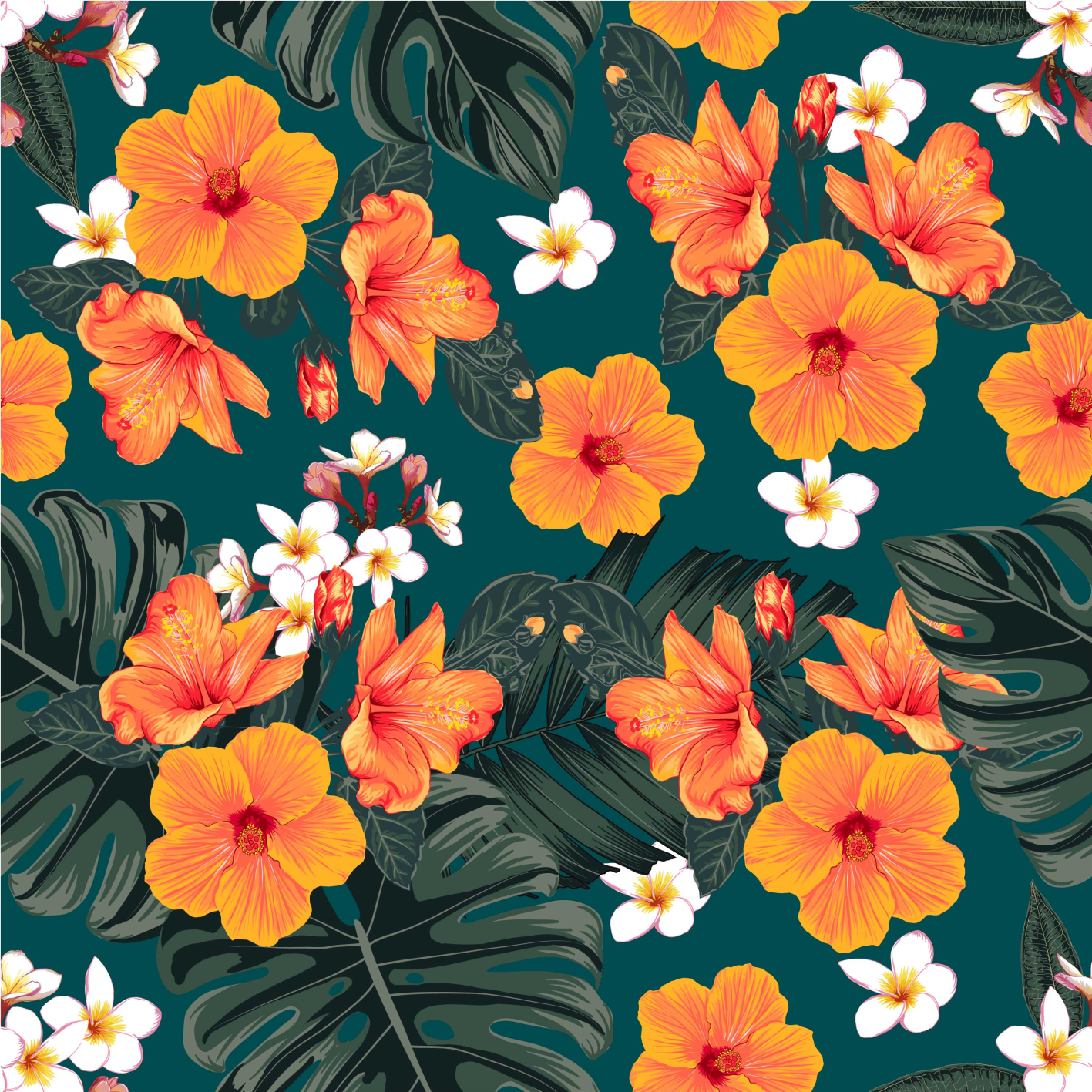 Large atypical orange flower decals for furniture - TenStickers