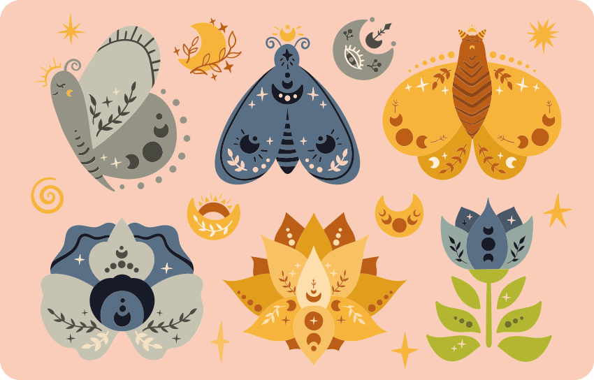 Butterfly and flower laptop skins - TenStickers