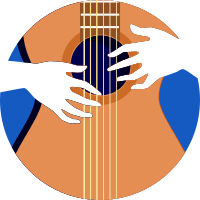 Vinilo rock Guitarras sobre un fondo azul - TenVinilo