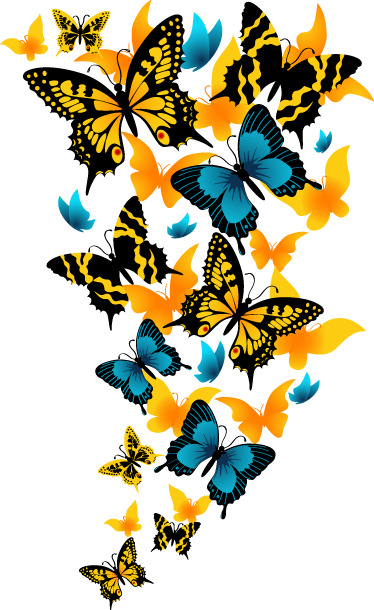 Origineel eigenaar Poort Sticker vlinders blauw geel - TenStickers