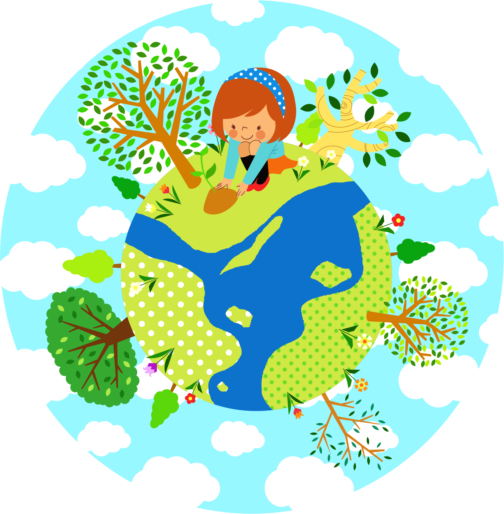 Wandtattoo Kinderzimmer Mädchen auf Welt - TenStickers