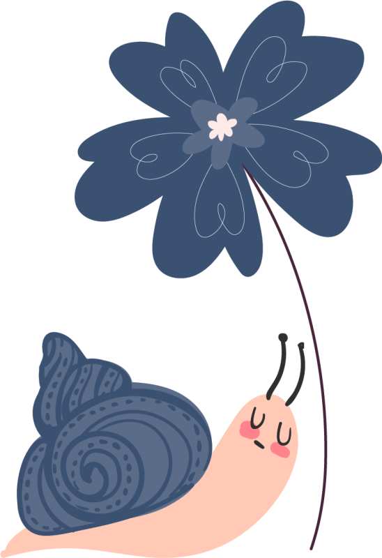 Blue flower and snail door decal - TenStickers