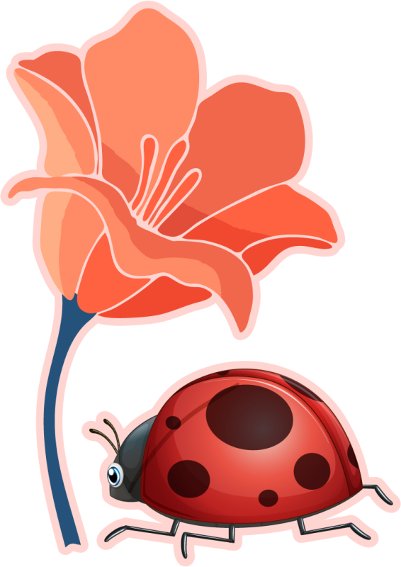 Red flower with little cap door decal - TenStickers