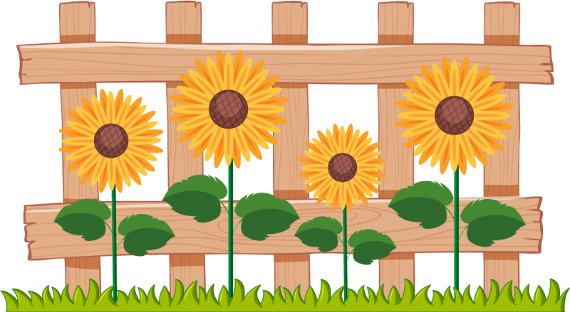 Sunflowers in front of a fence wall sticker - TenStickers