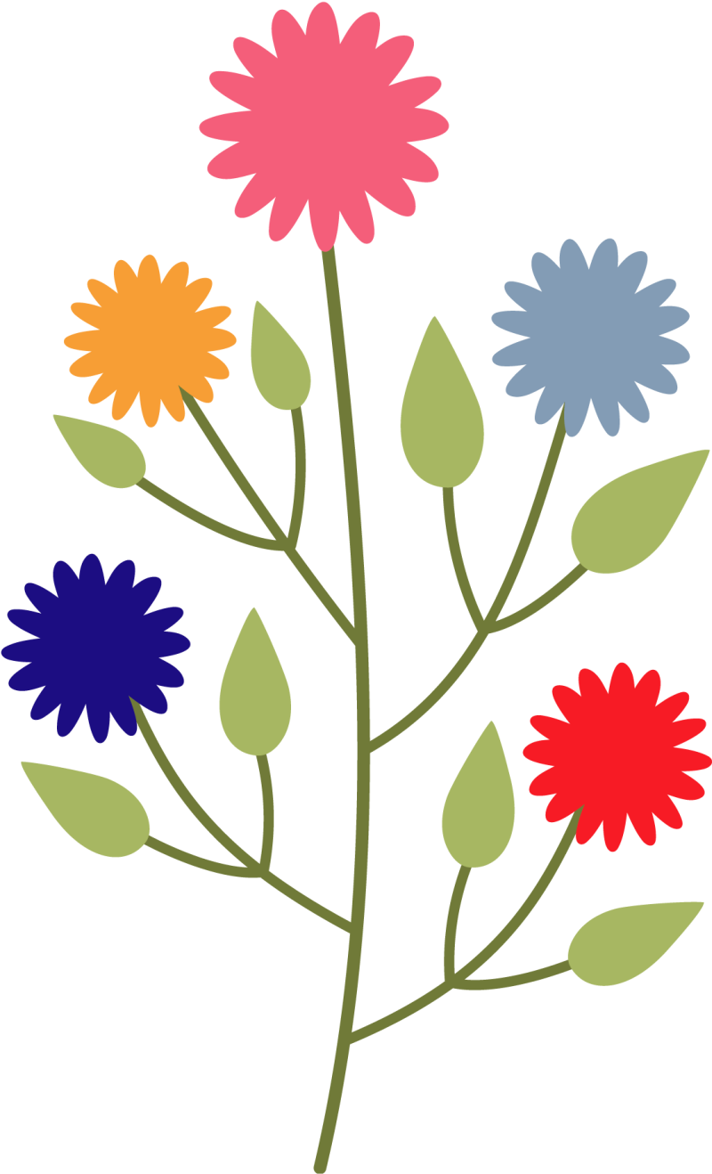 Multiple colors of flowers door decal - TenStickers