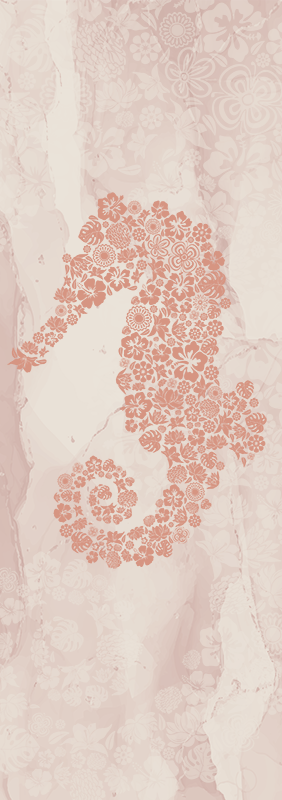 αυτοκόλλητα ψυγεία floral ιππόκαμπος - TenStickers