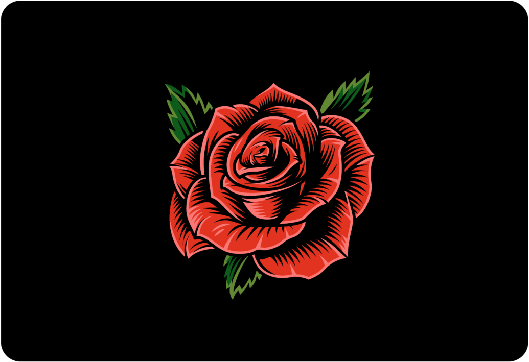 Sticker PC Rose rouge sur noir - TenStickers